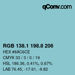 Color code: RGB 138.1 198.8 206 | qconv.com