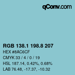 Color code: RGB 138.1 198.8 207 | qconv.com