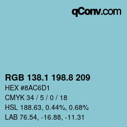 カラーコード: RGB 138.1 198.8 209 | qconv.com