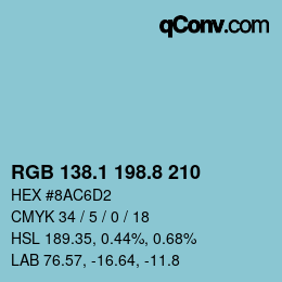 Color code: RGB 138.1 198.8 210 | qconv.com