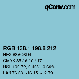 Color code: RGB 138.1 198.8 212 | qconv.com