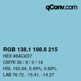 Farbcode: RGB 138.1 198.8 215 | qconv.com