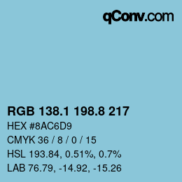 Color code: RGB 138.1 198.8 217 | qconv.com