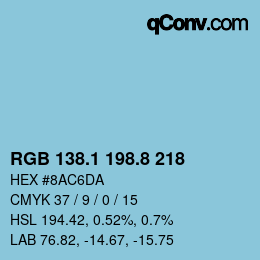 Color code: RGB 138.1 198.8 218 | qconv.com