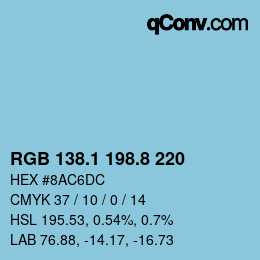 Color code: RGB 138.1 198.8 220 | qconv.com