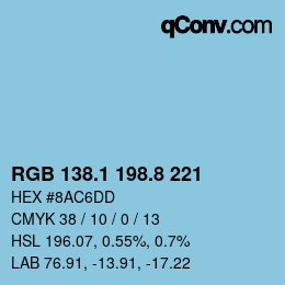 Color code: RGB 138.1 198.8 221 | qconv.com