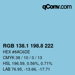 カラーコード: RGB 138.1 198.8 222 | qconv.com