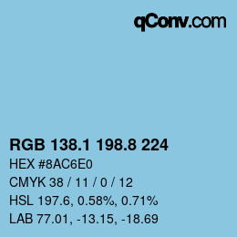 Color code: RGB 138.1 198.8 224 | qconv.com