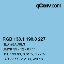 Color code: RGB 138.1 198.8 227 | qconv.com