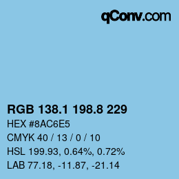 Color code: RGB 138.1 198.8 229 | qconv.com