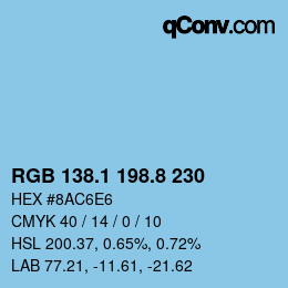 カラーコード: RGB 138.1 198.8 230 | qconv.com