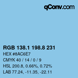 Farbcode: RGB 138.1 198.8 231 | qconv.com