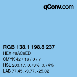 カラーコード: RGB 138.1 198.8 237 | qconv.com
