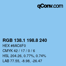 カラーコード: RGB 138.1 198.8 240 | qconv.com
