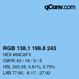カラーコード: RGB 138.1 198.8 243 | qconv.com