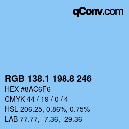 Color code: RGB 138.1 198.8 246 | qconv.com