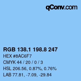 カラーコード: RGB 138.1 198.8 247 | qconv.com