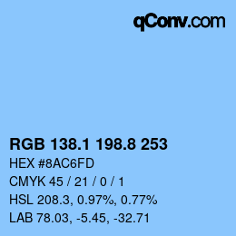Farbcode: RGB 138.1 198.8 253 | qconv.com