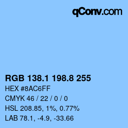 Color code: RGB 138.1 198.8 255 | qconv.com