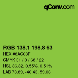 カラーコード: RGB 138.1 198.8 63 | qconv.com