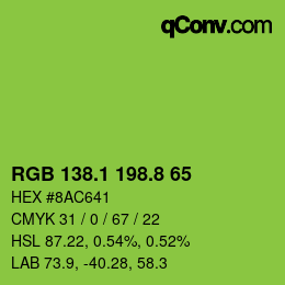 カラーコード: RGB 138.1 198.8 65 | qconv.com