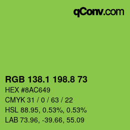 カラーコード: RGB 138.1 198.8 73 | qconv.com