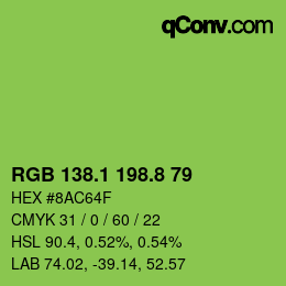 カラーコード: RGB 138.1 198.8 79 | qconv.com
