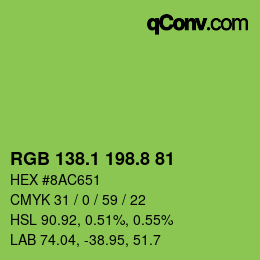 カラーコード: RGB 138.1 198.8 81 | qconv.com