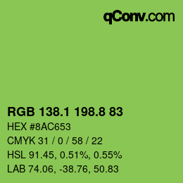 カラーコード: RGB 138.1 198.8 83 | qconv.com