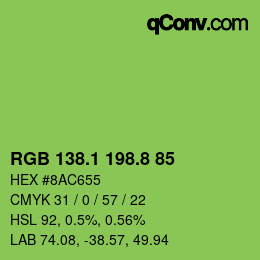 カラーコード: RGB 138.1 198.8 85 | qconv.com