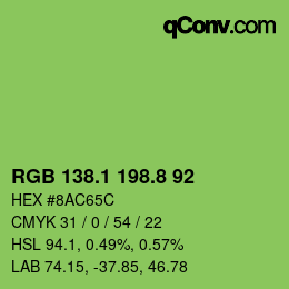 カラーコード: RGB 138.1 198.8 92 | qconv.com