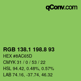 カラーコード: RGB 138.1 198.8 93 | qconv.com
