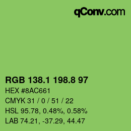 カラーコード: RGB 138.1 198.8 97 | qconv.com
