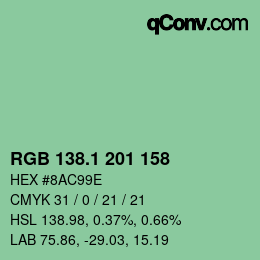 カラーコード: RGB 138.1 201 158 | qconv.com