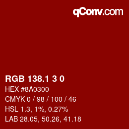 カラーコード: RGB 138.1 3 0 | qconv.com
