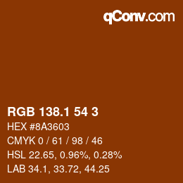 カラーコード: RGB 138.1 54 3 | qconv.com