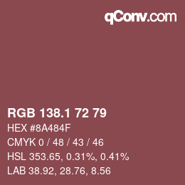 カラーコード: RGB 138.1 72 79 | qconv.com
