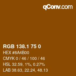 カラーコード: RGB 138.1 75 0 | qconv.com