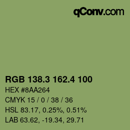 カラーコード: RGB 138.3 162.4 100 | qconv.com