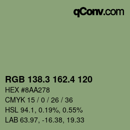 カラーコード: RGB 138.3 162.4 120 | qconv.com