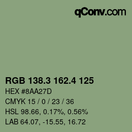 カラーコード: RGB 138.3 162.4 125 | qconv.com