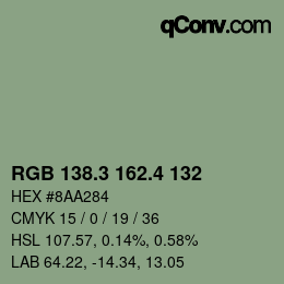 カラーコード: RGB 138.3 162.4 132 | qconv.com