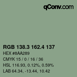 カラーコード: RGB 138.3 162.4 137 | qconv.com