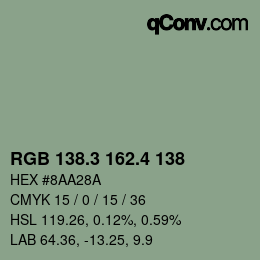 カラーコード: RGB 138.3 162.4 138 | qconv.com