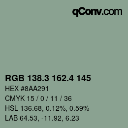カラーコード: RGB 138.3 162.4 145 | qconv.com