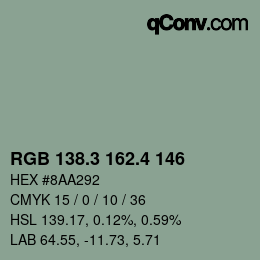 カラーコード: RGB 138.3 162.4 146 | qconv.com