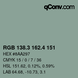 カラーコード: RGB 138.3 162.4 151 | qconv.com