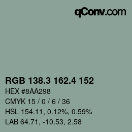 カラーコード: RGB 138.3 162.4 152 | qconv.com