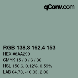 カラーコード: RGB 138.3 162.4 153 | qconv.com
