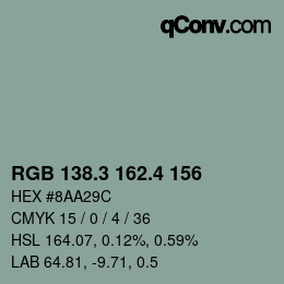 カラーコード: RGB 138.3 162.4 156 | qconv.com